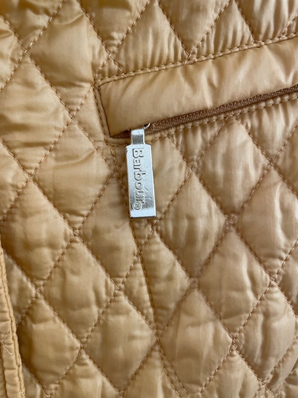 Barbour Quilted Mustard Yellow Jacket with Black Corduroy Collar - Picture 2 of 9